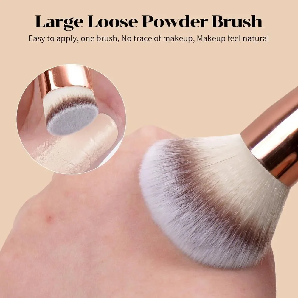 Maange 7 Pieces Coffee Double Sided Kabuki Cosmetics Makeup Brushes